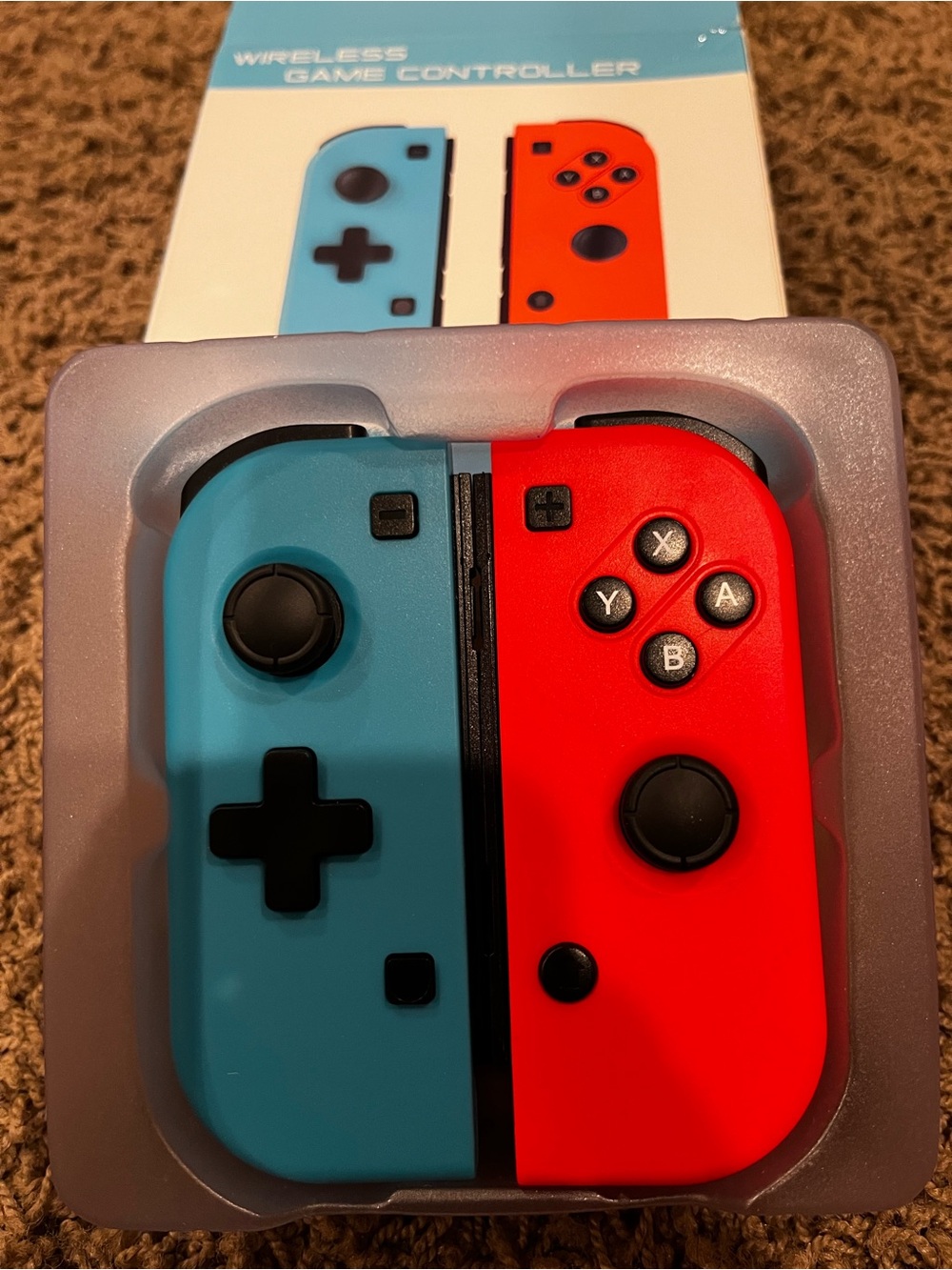 Wireless Two-Tone Game Controller Pair — Blue & Red